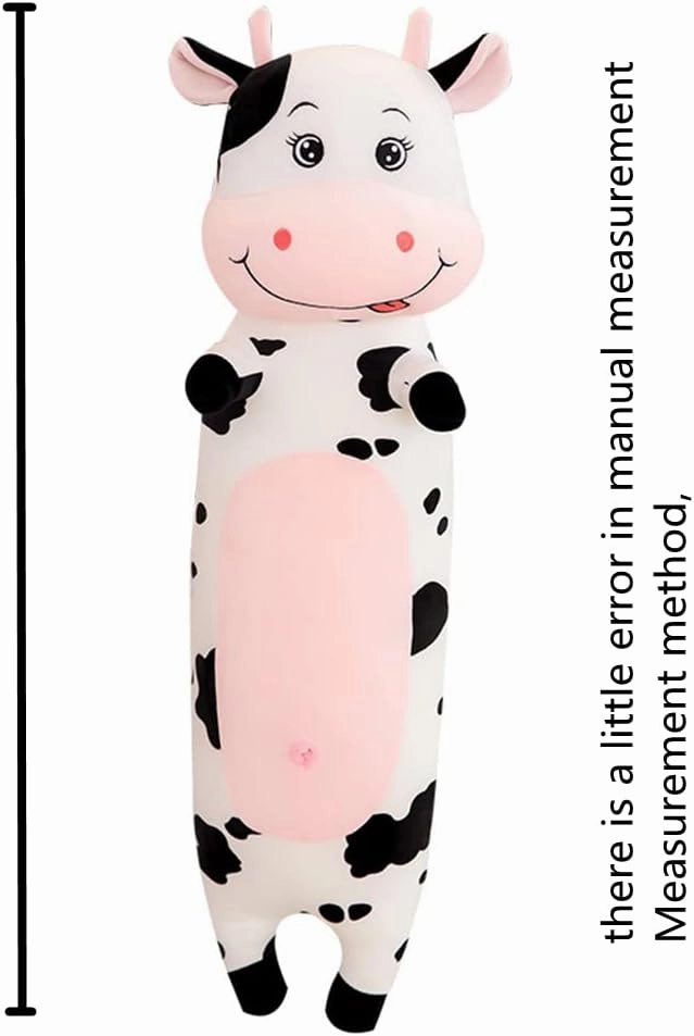TEFU Lovely Creative Milk Cow Plush Pillow Toys Soft Stuffed Cartoon Animal Cattle Doll Bedroom Sleeping Pillow Cushion,Gifts for Friends Kids (120cm/47.2in)