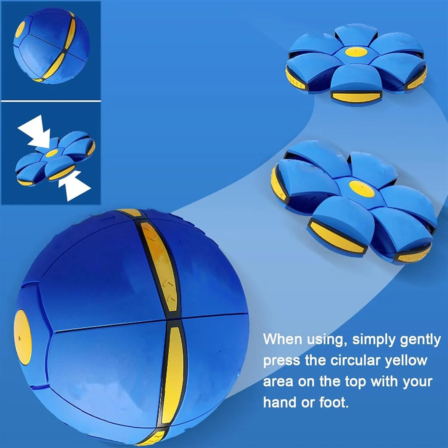 The Doggy Disc Ball, Ancientflow Dog Toy, Ancienflow, Doggie Disc Ball for Small Medium Large Dogs, Doggie Disk Ball with Lights, Portable Pet Toy Doggie Flying Saucer (Blue, No Light)