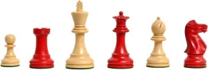 The House of Staunton - The Grandmaster II Series Chess Set - Pieces Only - 4.0" King - Red Gilded and Natural Boxwood