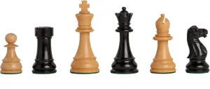 The House of Staunton - The Windsor Chess Set - Pieces Only - 3.75" King (Black and Natural Lacquered)