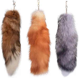 Therian Tail, 3PCS 15.8 Inch Long Therian Fox Tail with Clasp, Soft Fluffy Fox Tail Keychain, Hanging Fox Tails for Handbag Backpack, Therian Tail