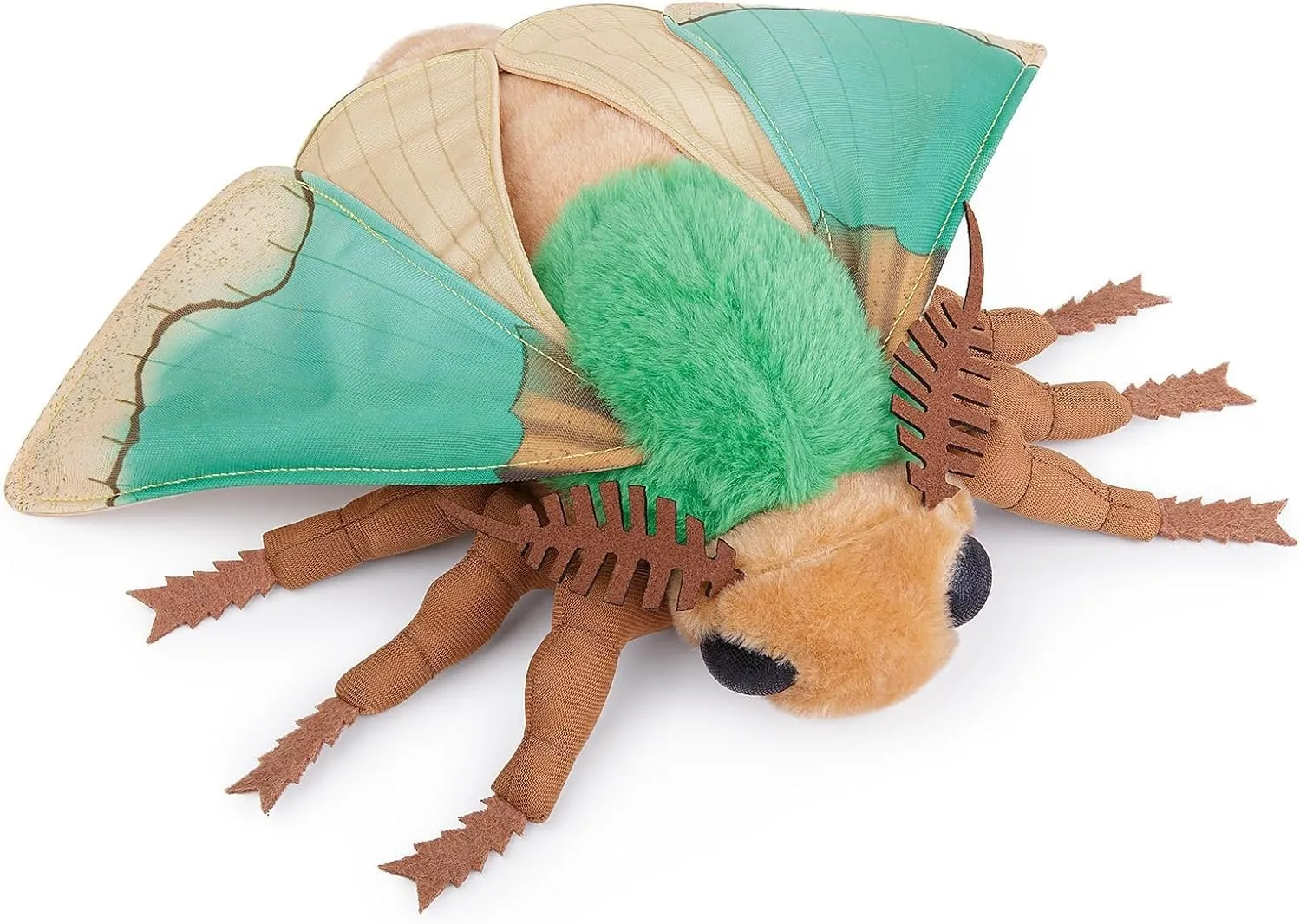 Thorn Moth Plush Simulation Toy, Cute Green Stinging Moth Toy, Soft Plush Animal Silkworm Moth Toy Collection, Flying Animal Holiday Decorate for Boys and Girls 16in