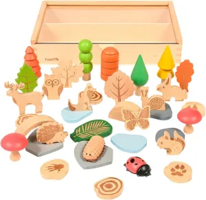 tickit Woodland Trail Set - Set of 37 - Wooden Forest for Kids - 37 Different Shapes - Loose Parts Wooden Toys for Toddlers