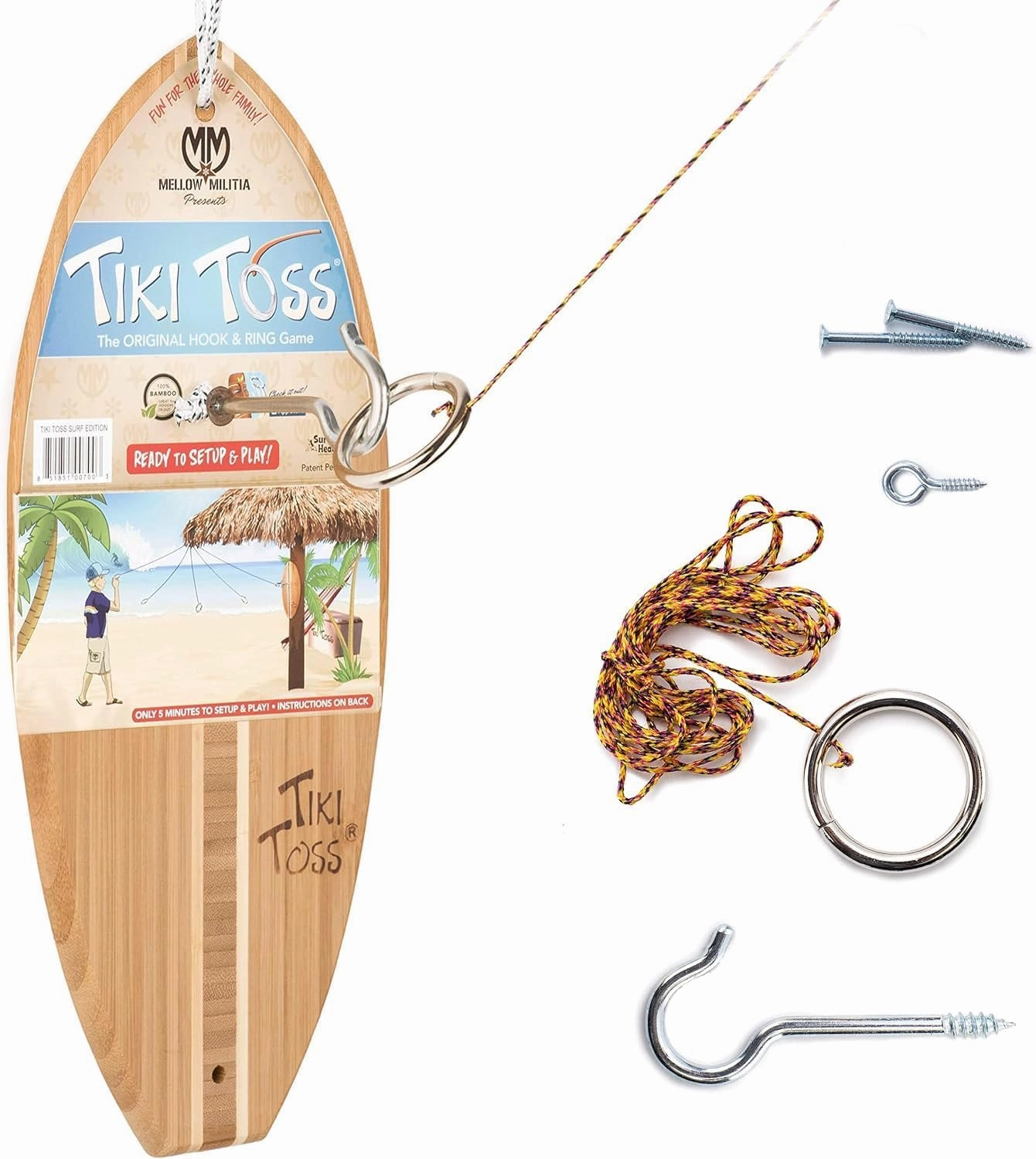 Tiki Toss Ring Toss Game for Adults & Kids - Hook and Ring Games with String and Hooks for Indoor Use, Man Cave Decor & Stuff, Gifts for Men - Standard/Deluxe 13 Inch, Tiny 5 Inch