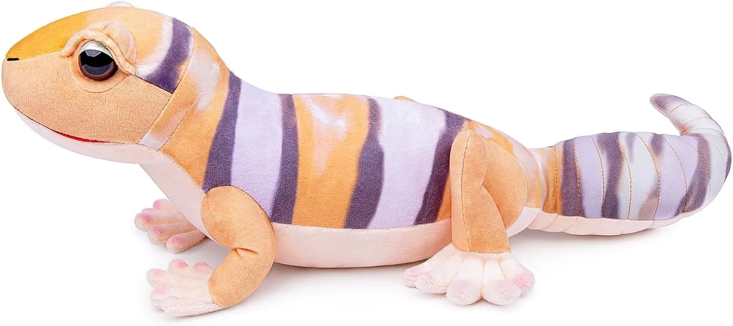 Tiny Heart Simulation Gecko Plush Toy 15.7” Cute Realistic Stuffed Animal Wild Cute Gecko Stuffed Toy Super Soft Gecko Plush Home Decoration Reptiles Toys Birthday for Kids Orange