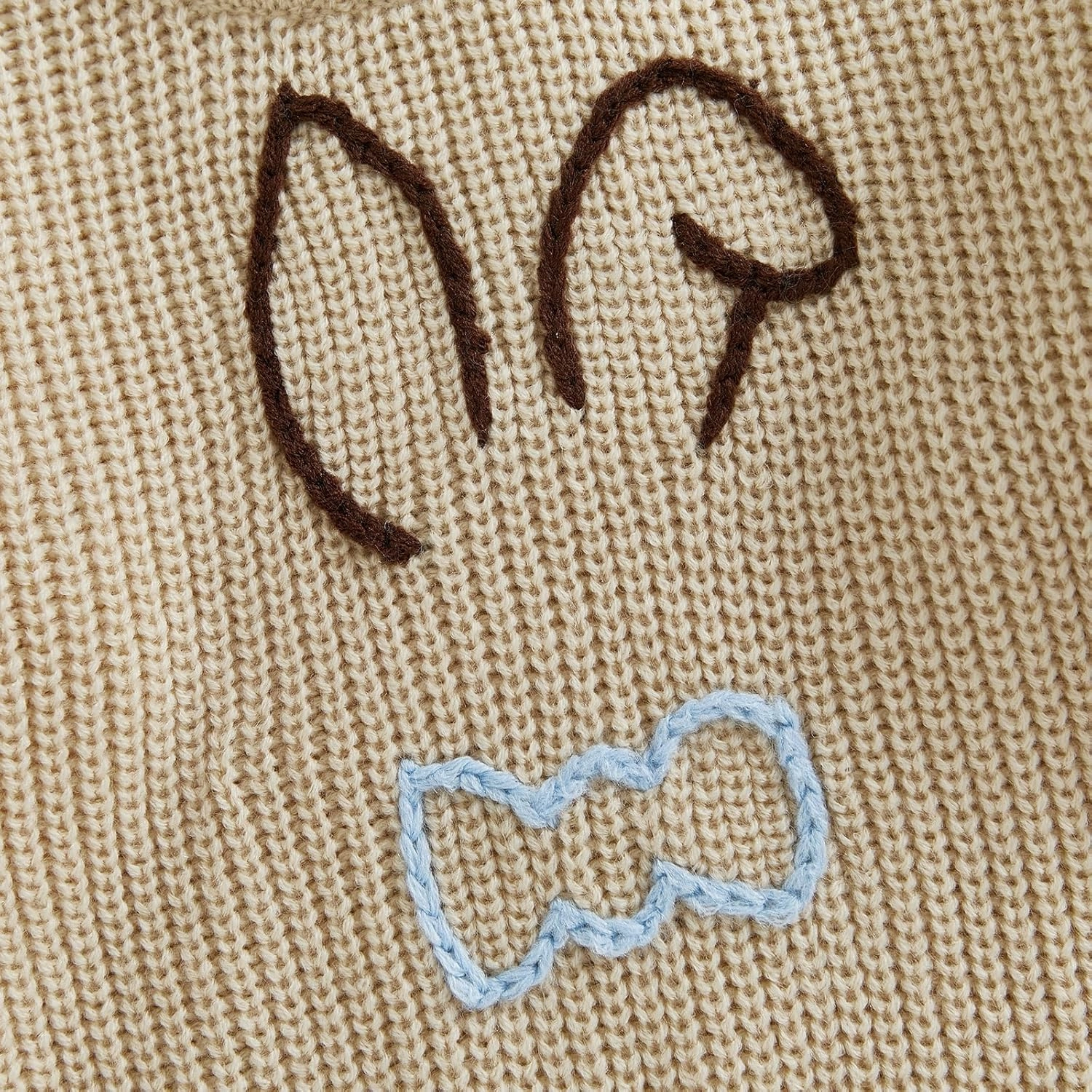 Toddler Baby Boys Girls Easter Sweater Long Sleeve Round Neck Bunny Embroidery Pullover Knitwear Jumper Top