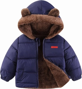 Toddler Boys Girls Winter Coat Sherpa Lined Hooded Puffer Jacket Kids Fuzzy Fleece Quilted Jacket Padded Down Coat