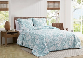 Tommy Bahama - Quilt Set, Reversible Cotton Bedding with Matching Shams, Super Soft Bedding Set (Laguna Beach Aqua, Full/Queen)