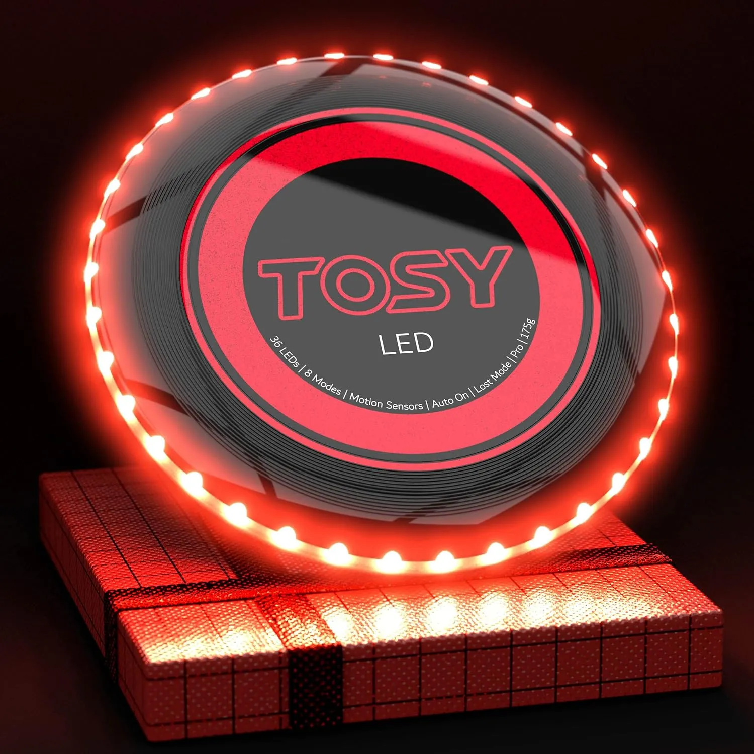 TOSY Flying Disc - 36 Mono-Color LEDs, Extremely Bright, Smart Modes, Camping Essentials for Teens/Kids/Adults/Men/Boys/Girls, Auto Light Up, Patented Technology, Rechargeable, Waterproof, 175g