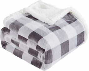 Touchat Sherpa Plaid Twin Blanket 60" X 70", Fuzzy Fluffy Soft Cozy Throw Blanket, Twin Size Plush Fleece Flannel Plush Microfiber Blanket for Couch Bed Sofa (Grey)