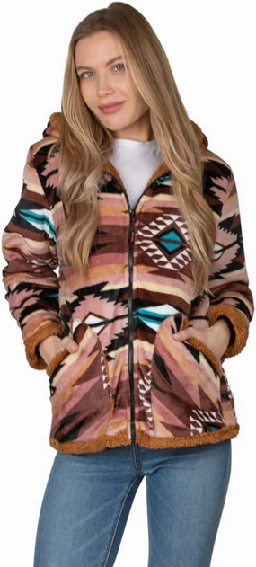 TrailCrest Ladies Smart Plush Sherpa Lined Hooded Sweater Jacket, Zip Up Classic