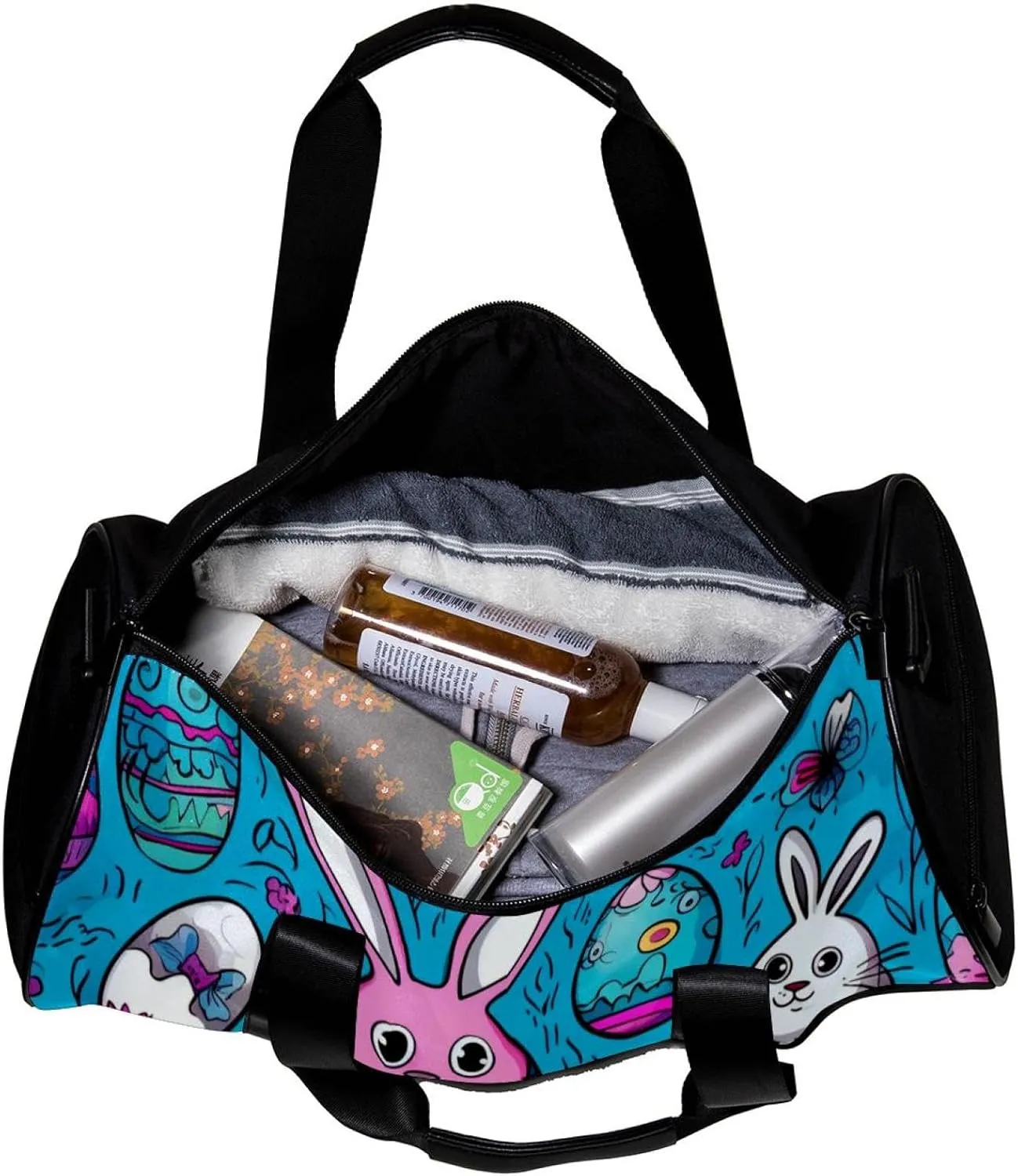 Travel Bag,Mens Gym Bag,Womens Gym Bag,Bunny Colorful Egg Doodles,Sports Bag