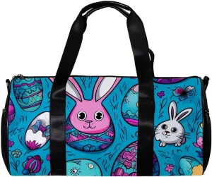 Travel Bag,Mens Gym Bag,Womens Gym Bag,Bunny Colorful Egg Doodles,Sports Bag
