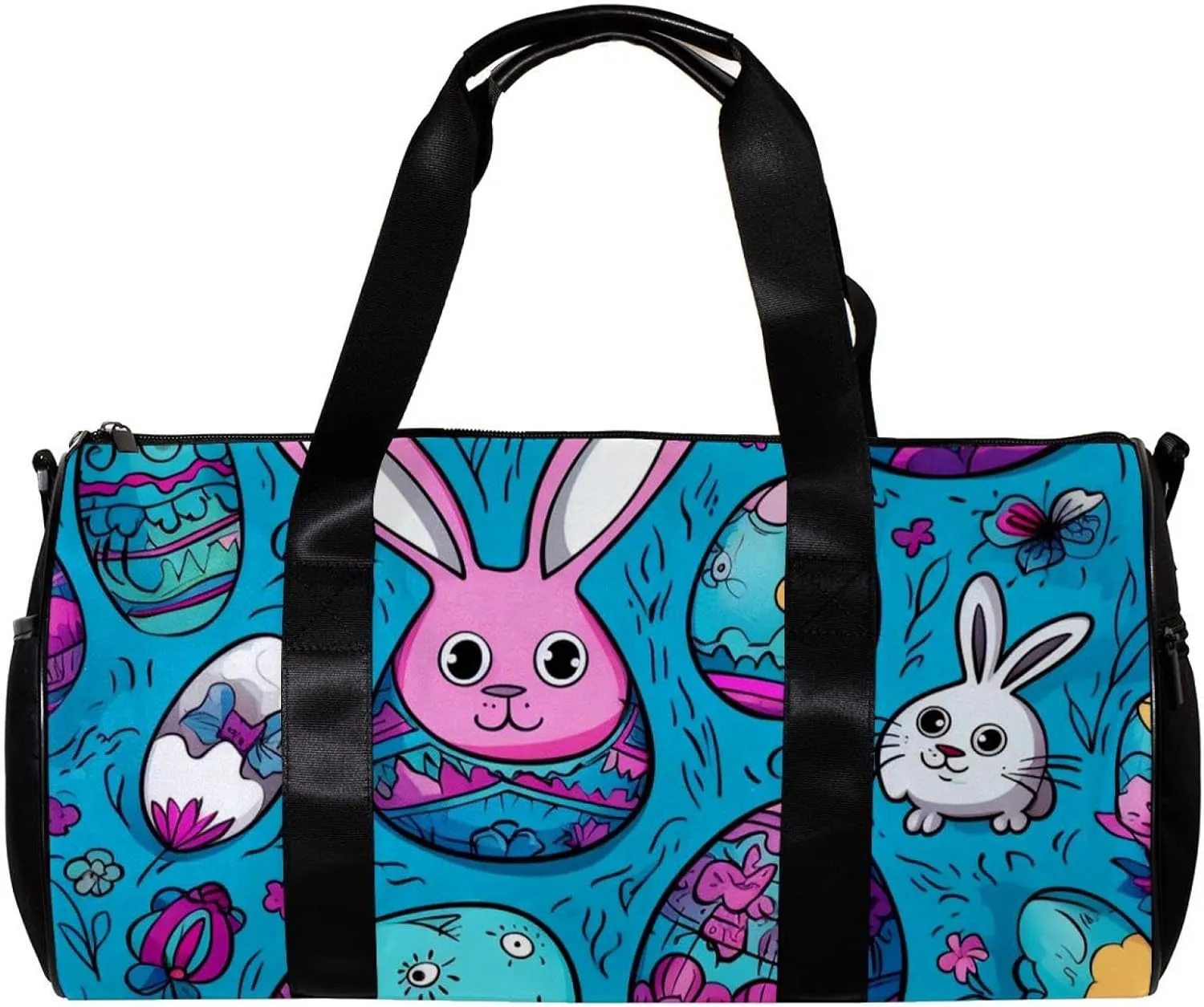 Travel Bag,Mens Gym Bag,Womens Gym Bag,Bunny Colorful Egg Doodles,Sports Bag