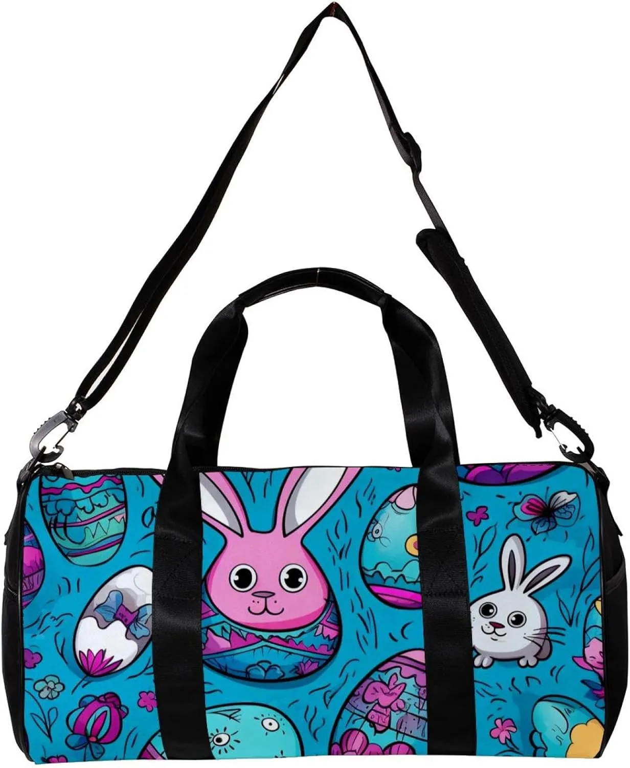 Travel Bag,Mens Gym Bag,Womens Gym Bag,Bunny Colorful Egg Doodles,Sports Bag