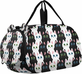 Travel Duffle Bag for Kids Boys Girls Cat Black Pet Sports Bag Overnighter Duffle Sleepover Weekender with Shoes Compartment