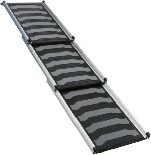 TRIXIE Telescoping Dog Ramp Made of Lightweight Aluminium - Pet Ramp for Large Cars and SUVs - Easily Adjustable - in Silver/Black