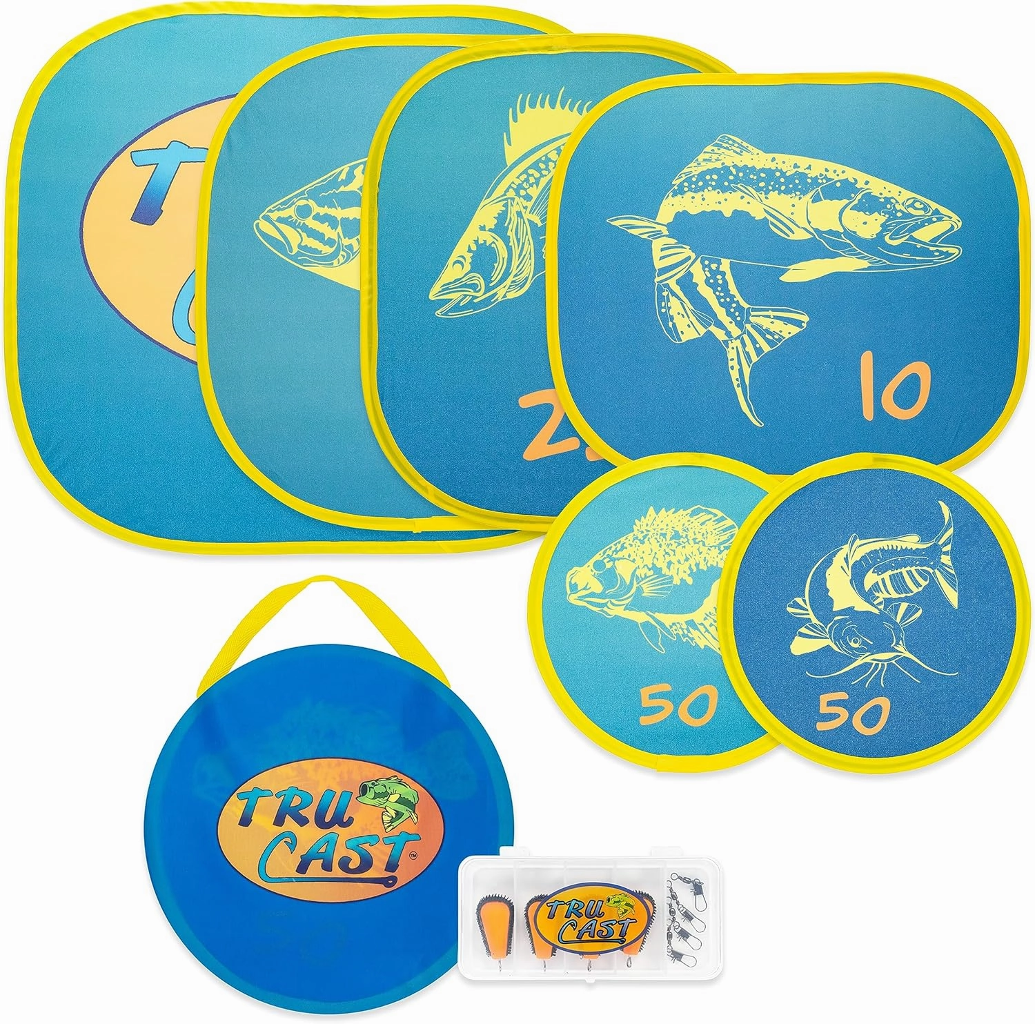 TruCast Fishing Game, Portable Kids Fishing Game, Kids Fishing Rod, Easy to Set Up, Perfect for Backyard Parties, Camping Trips, Beach Vacations