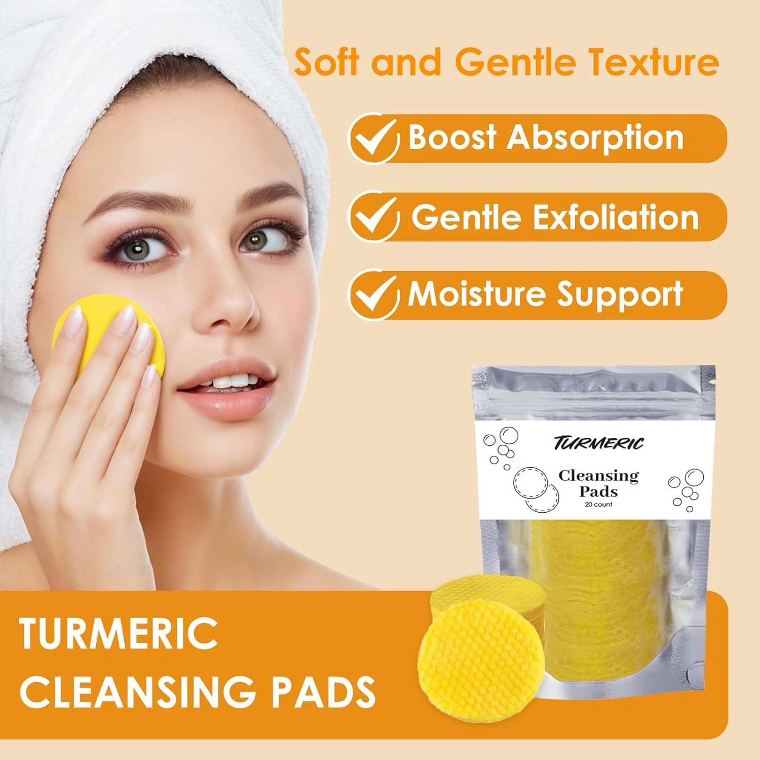 Turmeric Wash and Care 4 Piece Set – Turmeric Face Wash with Brush, Exfoliating Facial Pads, Cleansing Soap Bars & Turmeric Oil – Jabon de Curcuma, Natural Skincare for Face & Body