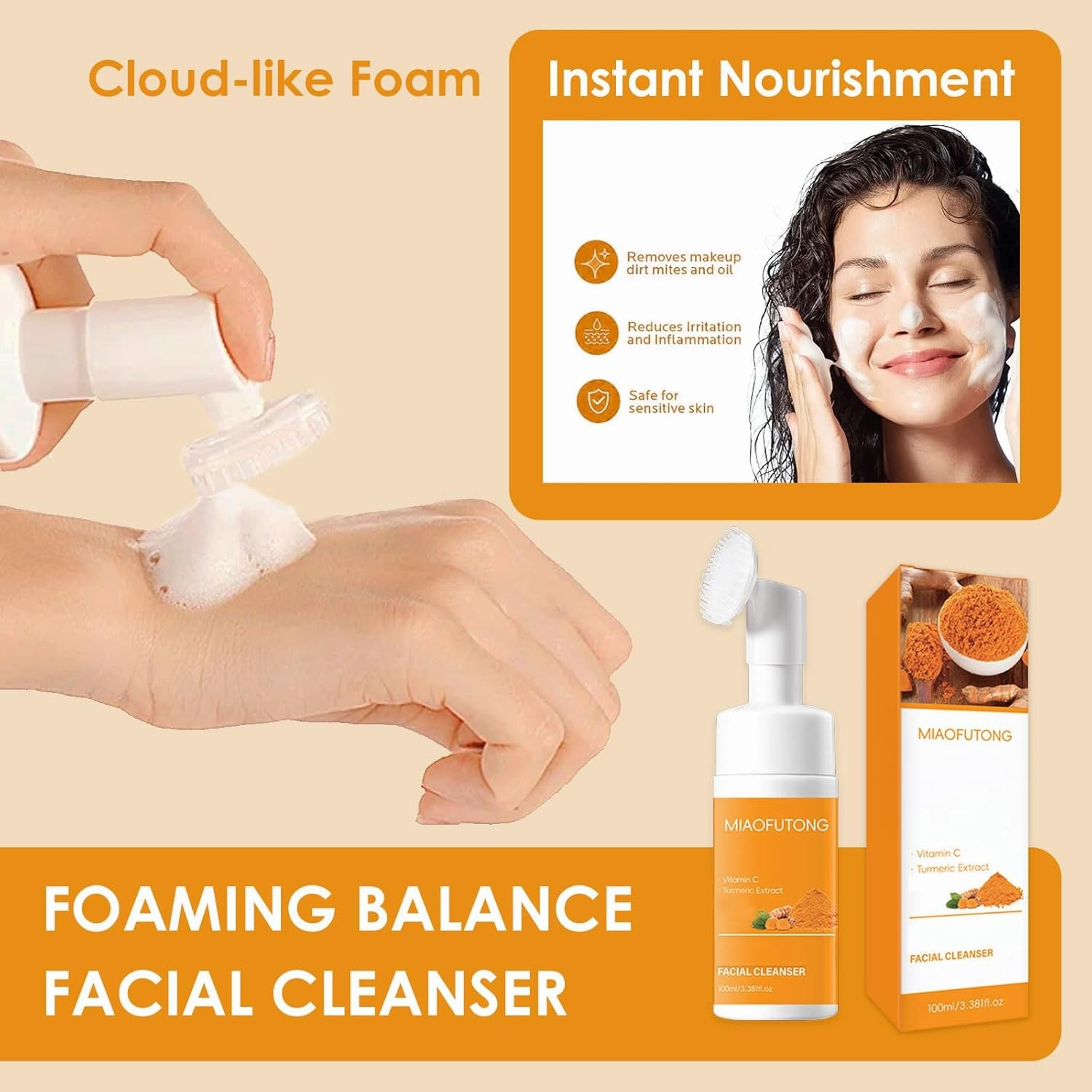 Turmeric Wash and Care 4 Piece Set – Turmeric Face Wash with Brush, Exfoliating Facial Pads, Cleansing Soap Bars & Turmeric Oil – Jabon de Curcuma, Natural Skincare for Face & Body