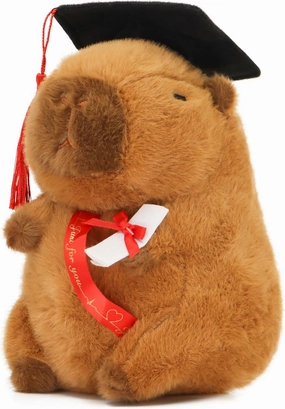 TXDRRA 7.8-Inch Graduation Capybara Plush – 2025 PhD Capybara Stuffed Animal Gift for Graduates, Friends & Capybara Fans – Graduation Keepsake & Party Decoration (Brown 8)
