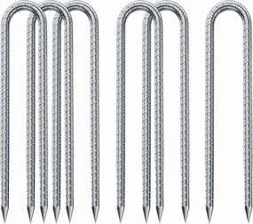 U-Rebar Stakes, Double-SECUIRITY-U-Hook Extra Heavy Duty,12 inch Rust Proof Coated Steel Ground Stakes Ground Anchors, Garden Stake Metal Stakes Tent Stakes Trampoline Anchors