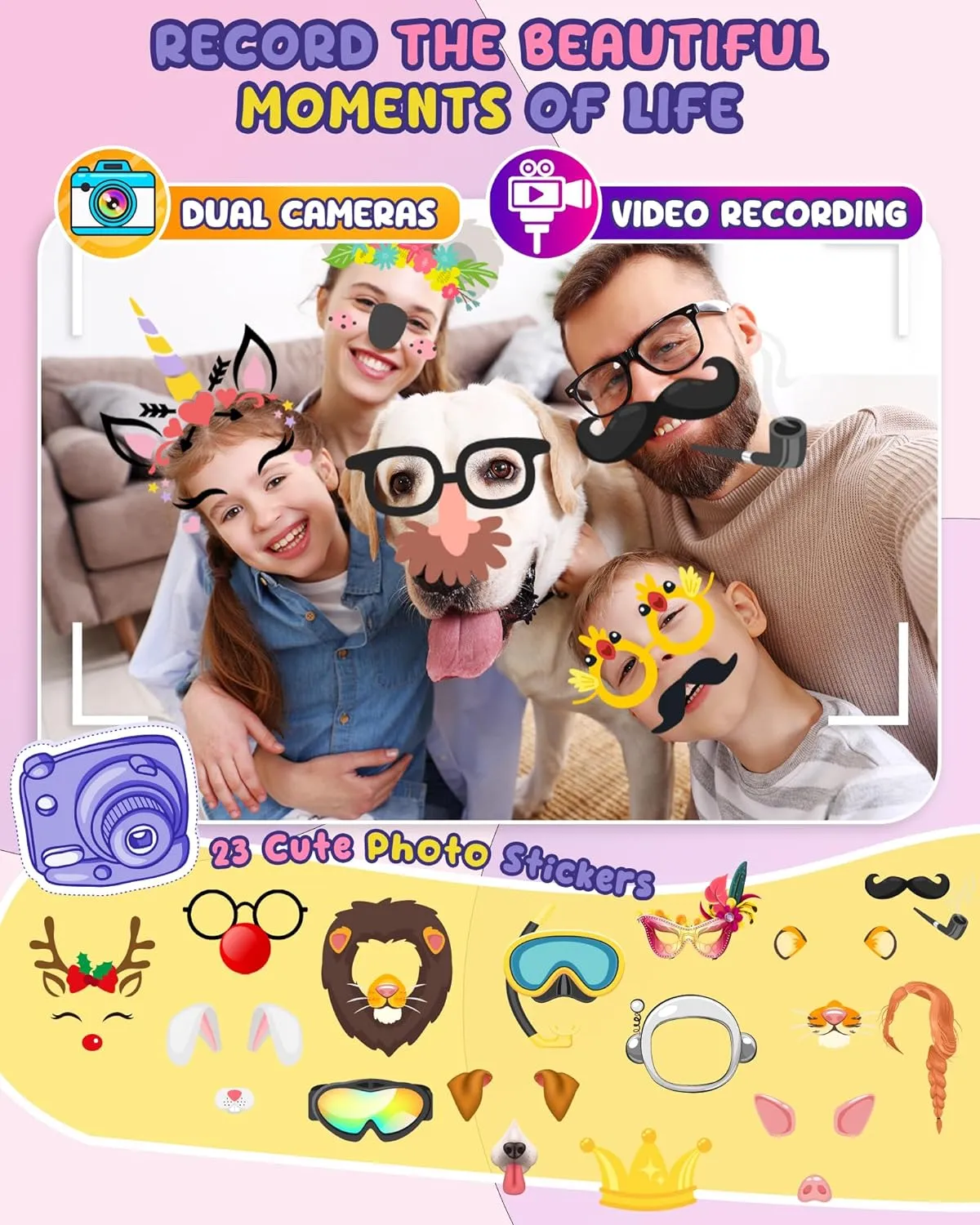 UCIDCI Kids Smart Phone for Girls Ages 3-7 with Dual Camera - Learning Games, Travel Toy with MP3 Music Player for Christmas, Birthday Gifts for 3-7 Year Old Boys
