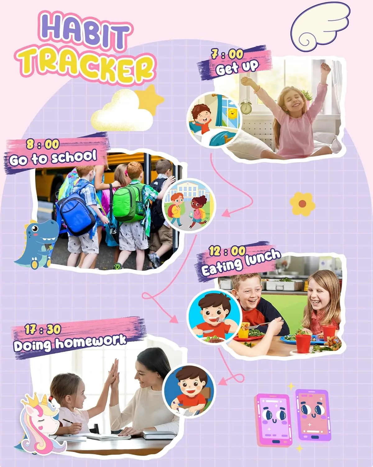 UCIDCI Unicorn Kids Smart Phone Toys for Girls Ages 3-7 with Dual Camera - Toddler Phone with Learning Games, Travel Toys with MP3 Music Player for Christmas, Birthday Gifts for 3 4 5 6 7 Year Old