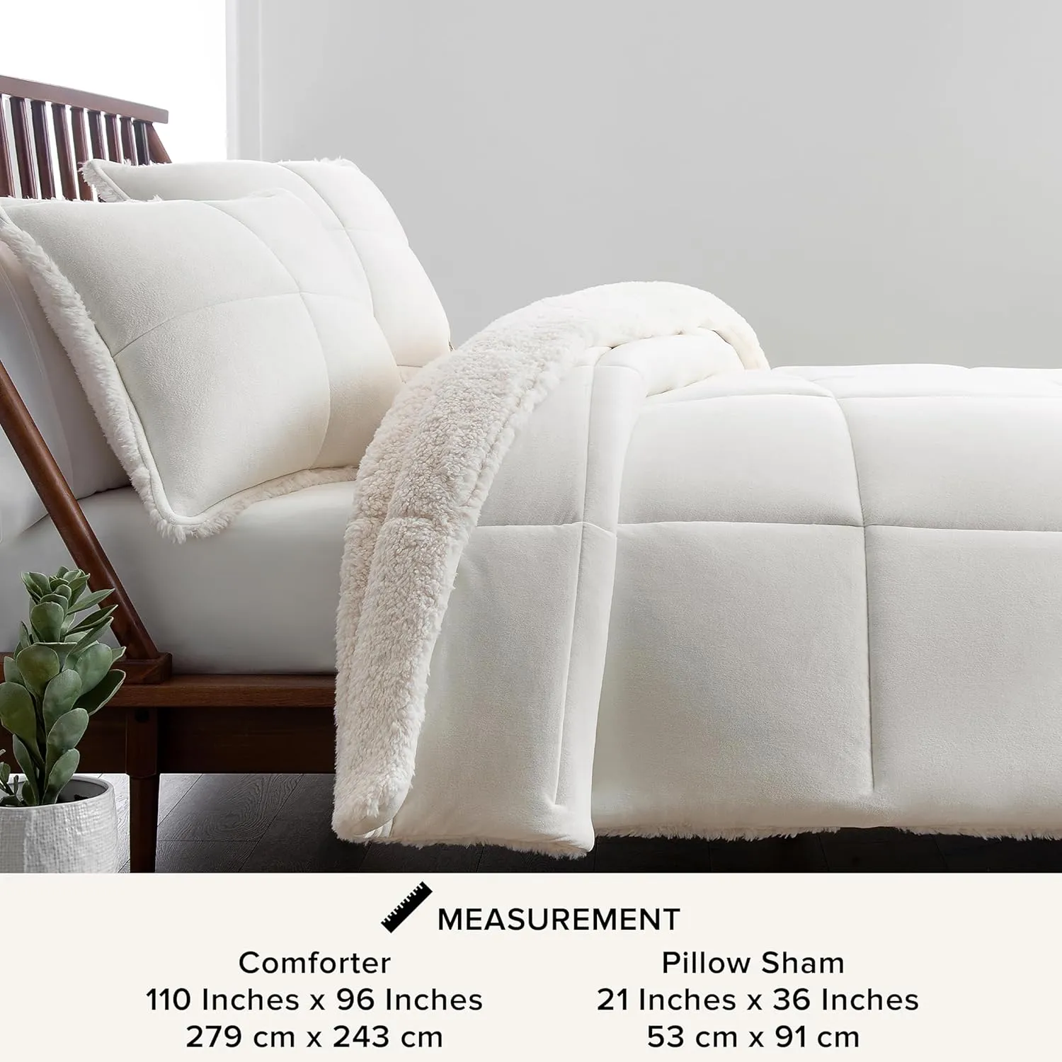 UGG Blissful Comforter Set with 2 Pillow Shams Reversible White Comforter Plush Fluffy Warm Bed Set Premium Hypoallergenic Down Alternative Bedding Breathable, King/California King, White Snow