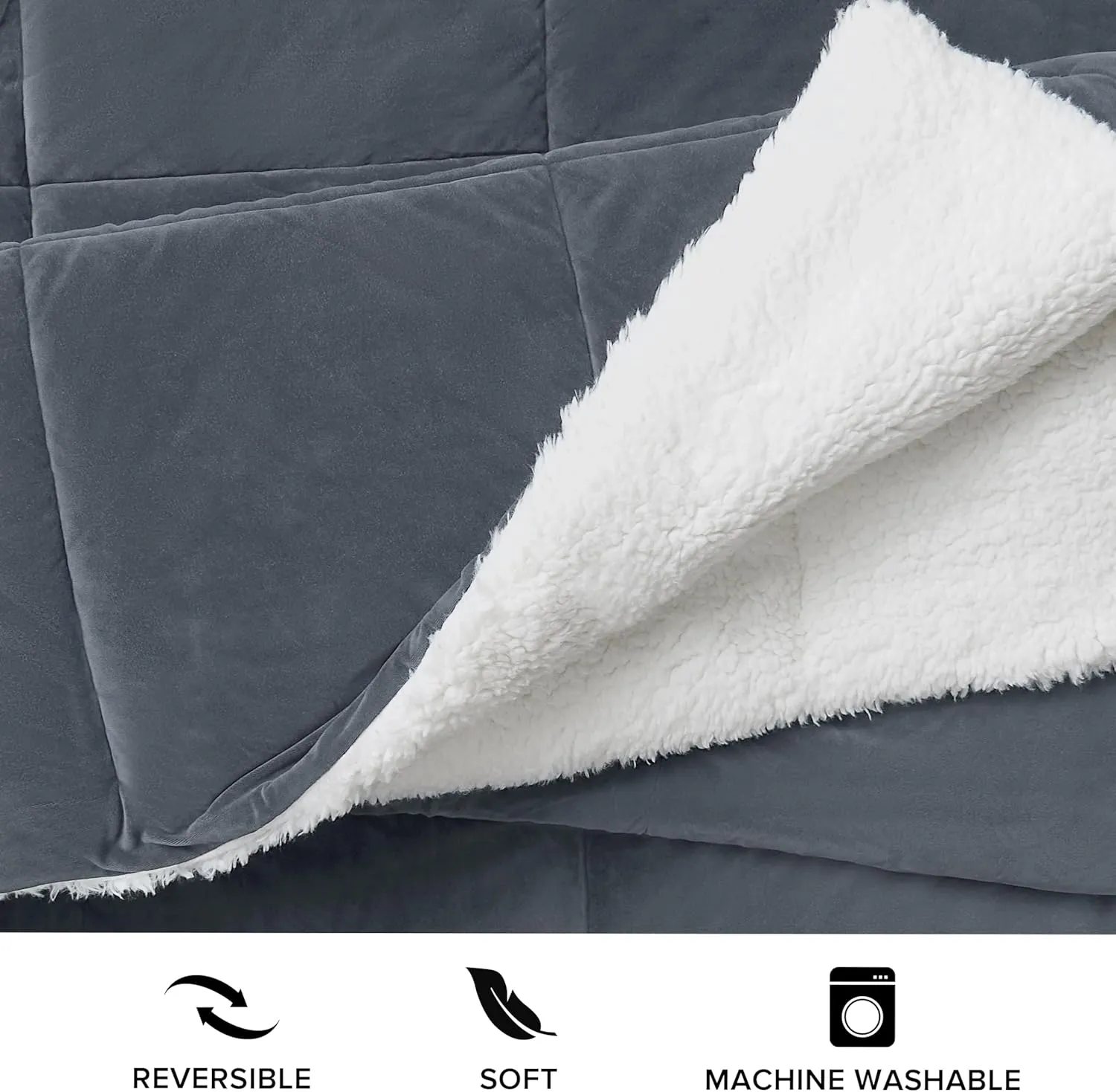 UGG Blissful Full/Queen Comforter Set with 2 Pillow Shams Reversible White Comforter Plush Fluffy Warm Bed Set Premium Hypoallergenic Down Alternative Bedding Breathable, Full/Queen, Blue Imperial