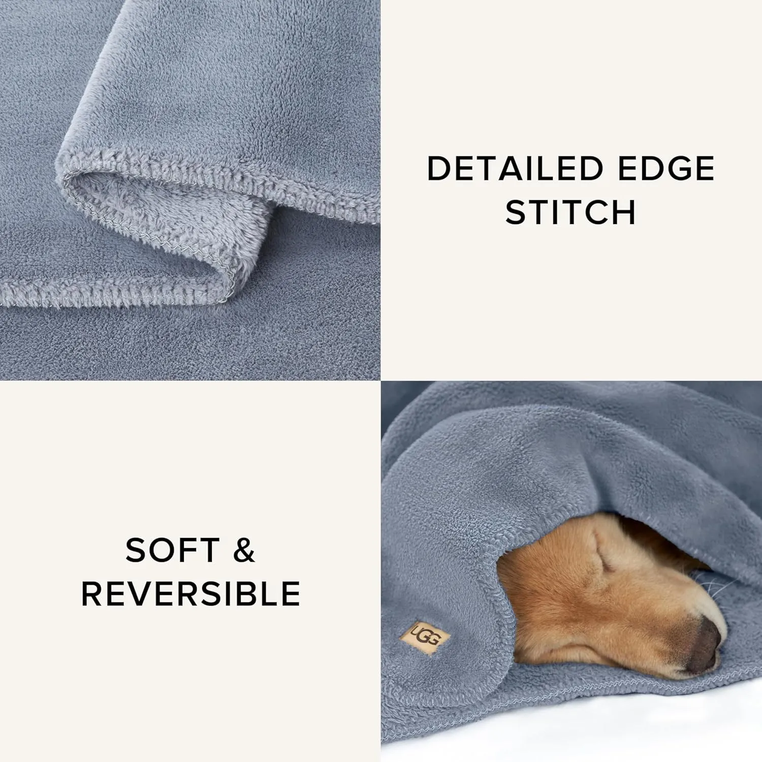 UGG Whitecap Plush Throw Blanket Fleece Lightweight Soft Cozy Throw for Couch or Bed Luxury Home Decor for Living Room Machine Washable Hypoallergenic Flannel Blankets, 50-inch x 70-inch, Denim Blue