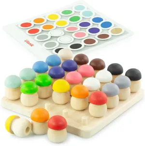 Ulanik Mushroom Glade Toddler Montessori Toys for 3 Year Old   Kids Wooden Mushrooms Game for Learning Color Sorting and Counting Preschool Education — 25 pcs