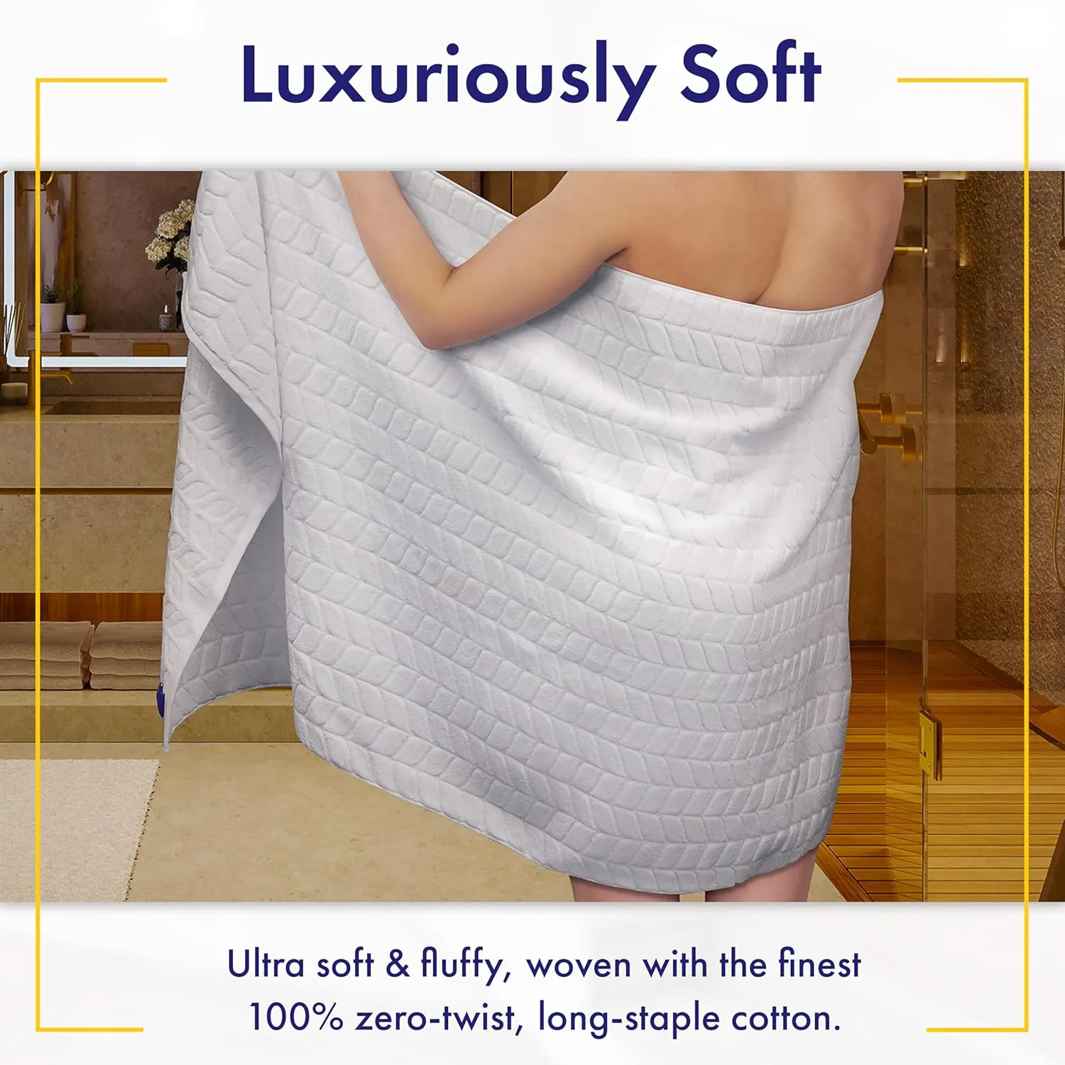 Ultra Soft & Stylish 700 GSM Luxury Hand Towel Set (6 Pieces - 30 x 16 in.) - 100% Zero-Twist, Long-Staple Cotton - Remarkably Absorbent (Papyrus)