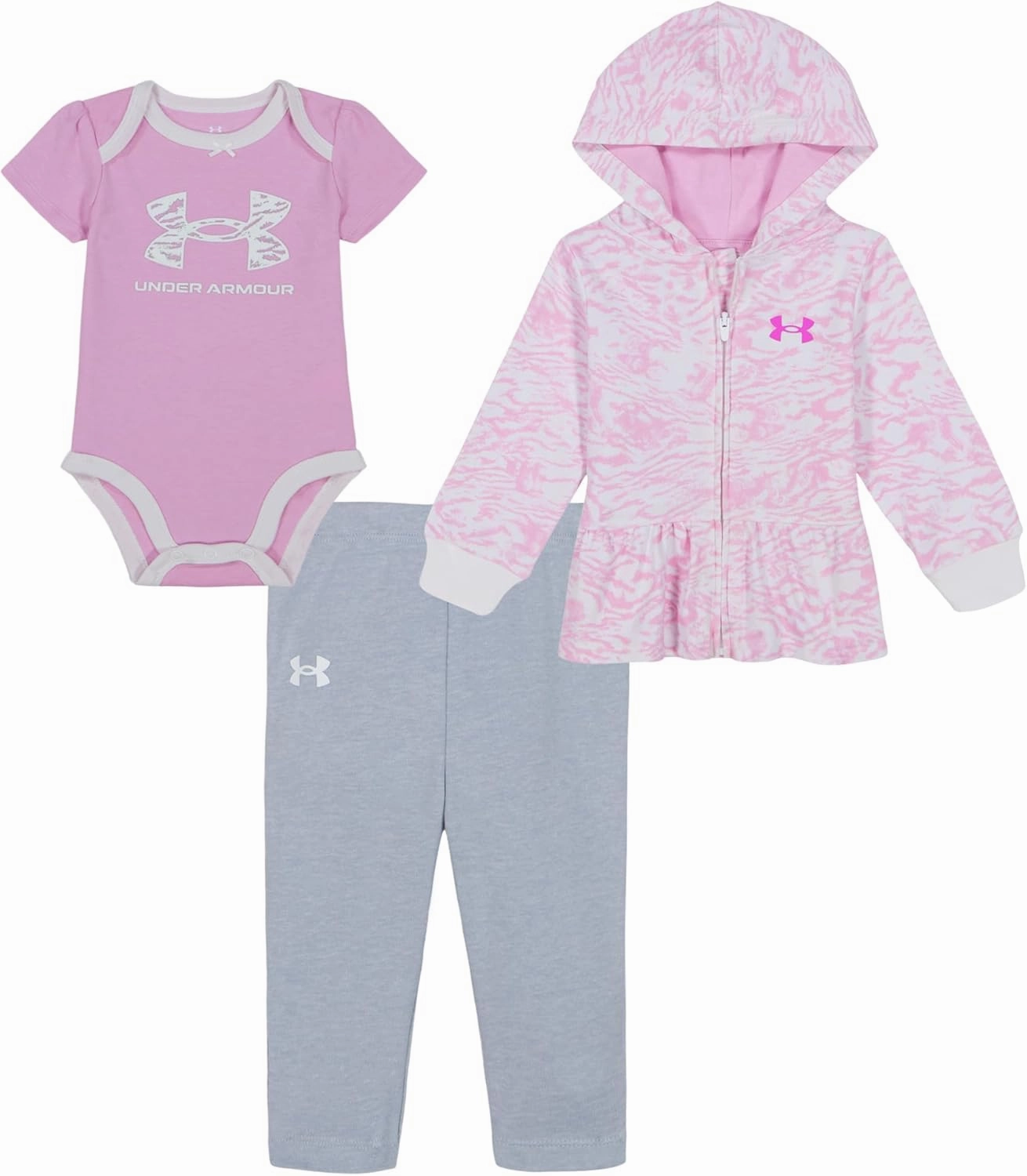 Under Armour baby-girls 3-piece Set, Bodysuit With Coordinated Top & Bottom, Lightweight & Relaxed Fit