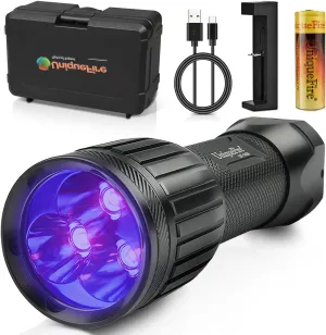 UniqueFire UF-1408 Powerful 365NM Blacklight, Supe Bright 3 LEDs Light Torch, Portable Handheld Black Light Flashlight for Counterfeit Money, Pet Clothing, Body Art etc. ON/Off Mode