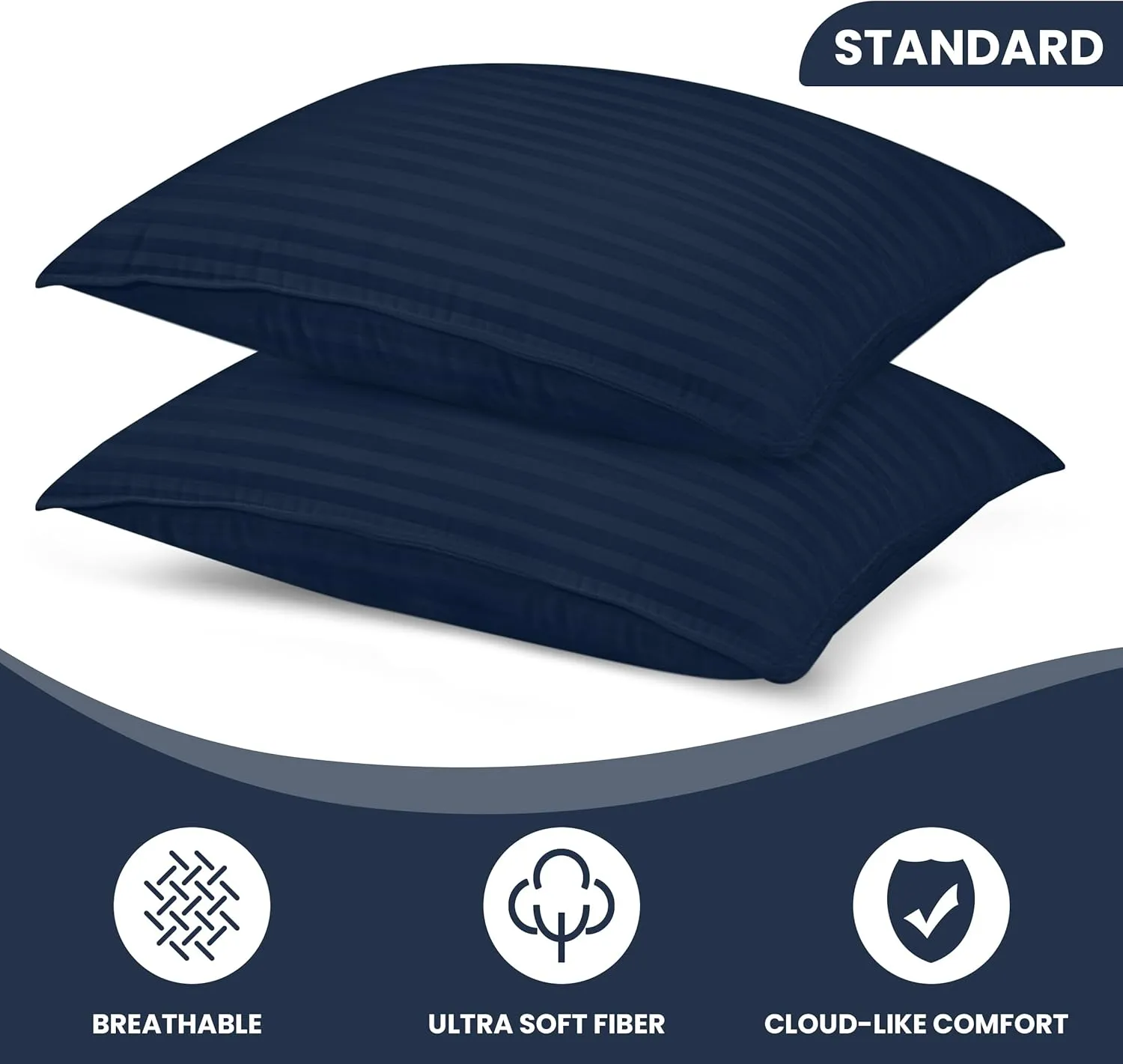 Utopia Bedding Bed Pillows for Sleeping Standard Size (Navy), Set of 2, Cooling Hotel Quality, for Back, Stomach or Side Sleepers