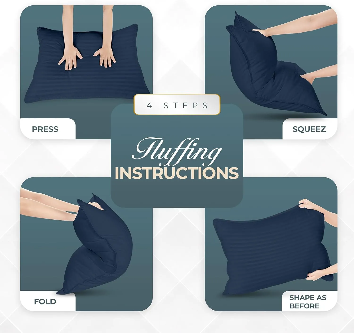 Utopia Bedding Bed Pillows for Sleeping Standard Size (Navy), Set of 2, Cooling Hotel Quality, for Back, Stomach or Side Sleepers