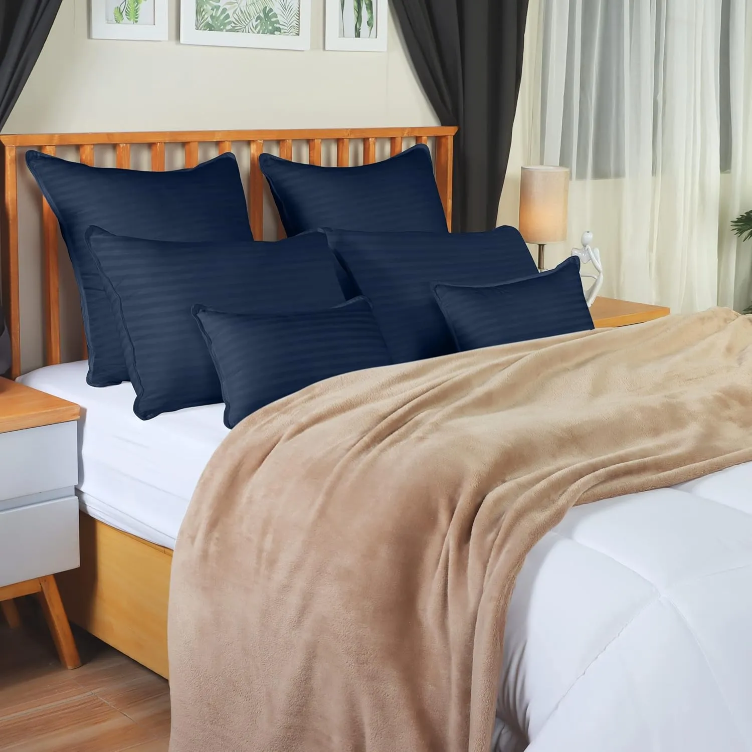 Utopia Bedding Bed Pillows for Sleeping Standard Size (Navy), Set of 2, Cooling Hotel Quality, for Back, Stomach or Side Sleepers