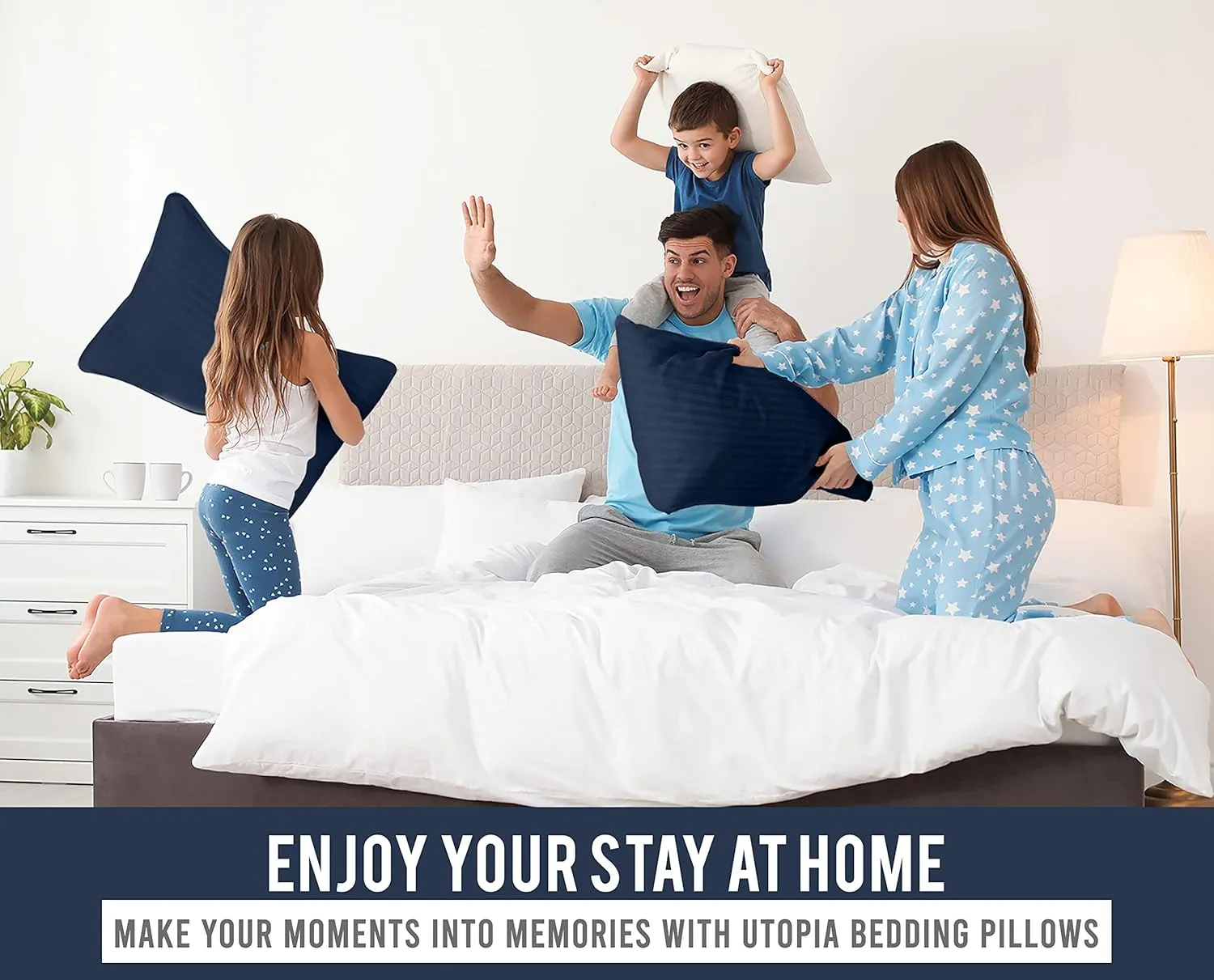 Utopia Bedding Bed Pillows for Sleeping Standard Size (Navy), Set of 2, Cooling Hotel Quality, for Back, Stomach or Side Sleepers