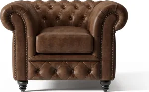 Valencia Parma Chesterfield Chair 45" | Premium Full-Aniline Leather | Timeless Classic Design, Lipari