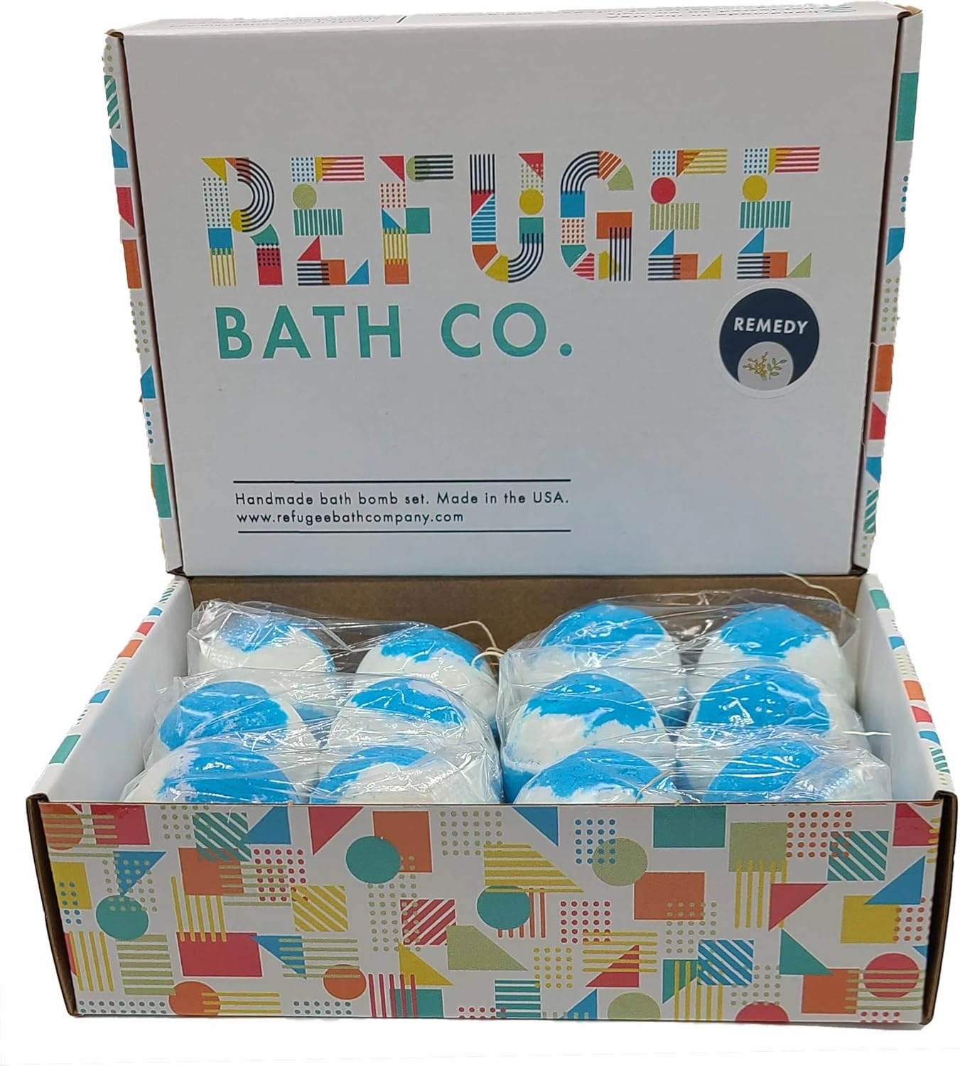 Variety Pack Bath Bombs Tea Tree and Eucalyptus Essential Oils Cocoa Butter Support Refugee Employment in USA (12 Pack)
