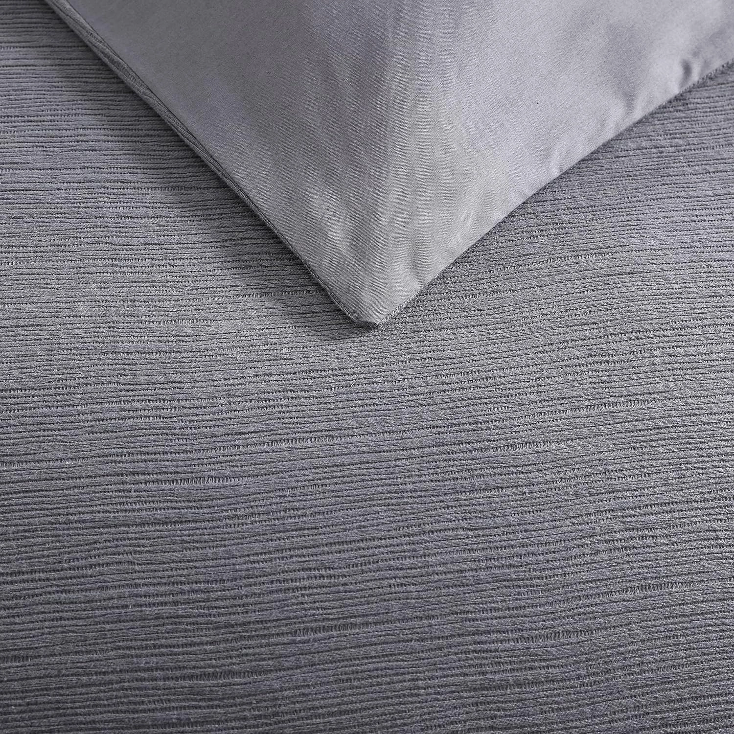 Vera Wang- King Duvet Cover Set, Reversible Cotton Bedding Set with Matching Shams, Designer Home Décor (Textured Pleats Charcoal, King)