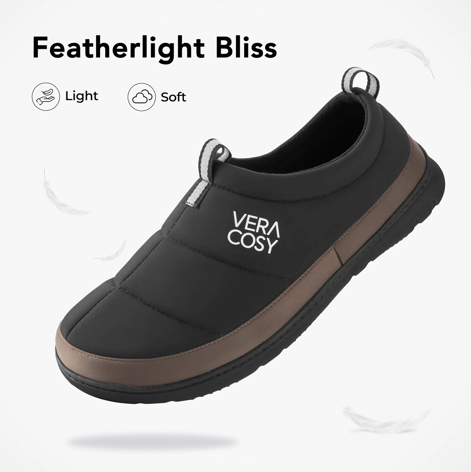 VeraCosy Men's Quilted Closed-back Slippers Comfy Lightweight Memory Foam Camping Style Indoor House Shoes
