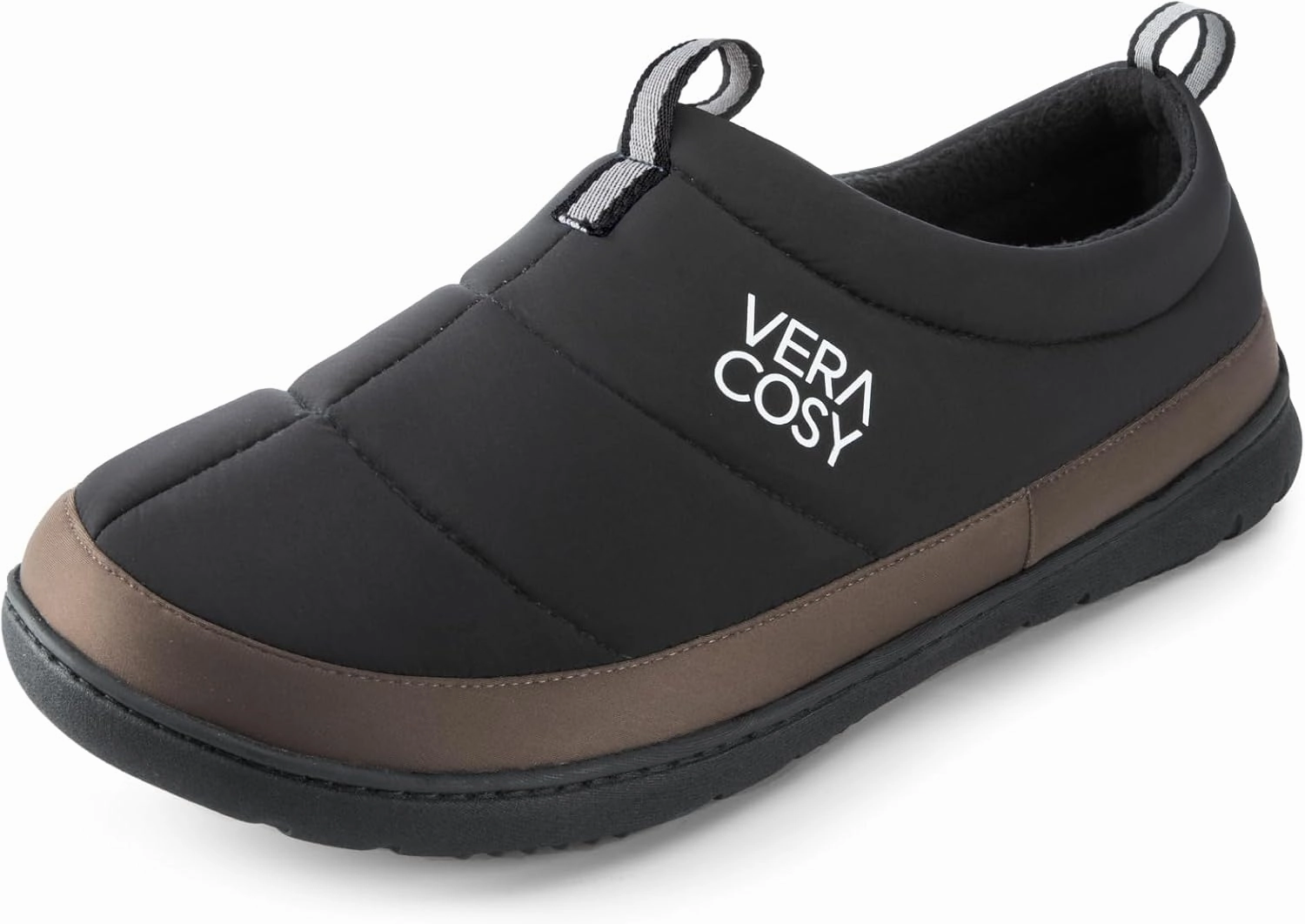 VeraCosy Men's Quilted Closed-back Slippers Comfy Lightweight Memory Foam Camping Style Indoor House Shoes