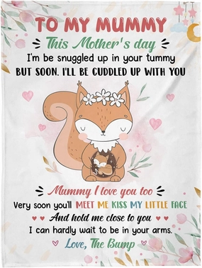 Very Soon You Will Meet Me Kiss My Little Face Fox Pregnant, Personalized Blanket, Gifts for Mom to Be Mother's Day Cozy Warm Blanket Useful Gifts for New Moms