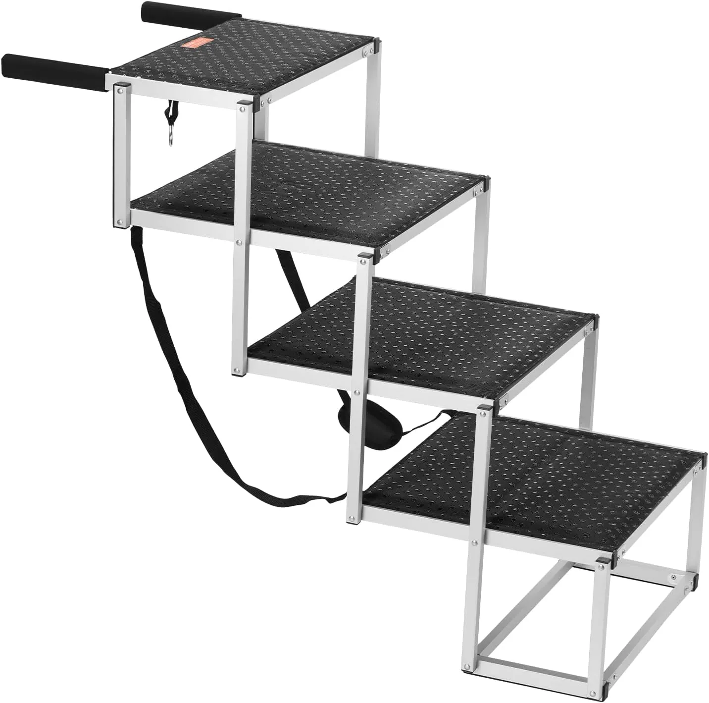 VEVOR 4-Step Dog Car Steps, Folding Dog Ramp with Nonslip Surface, Portable Pet Steps in Aluminum for Car, SUV and Truck, Supports up to 250 lbs