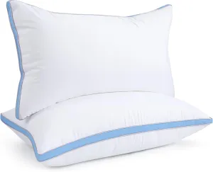 viewstar King Size Pillows Set of 2, Hotel Quality Cooling Down Alternative Gusseted Bed Pillows for Side, Back, or Stomach Sleepers, Light Blue