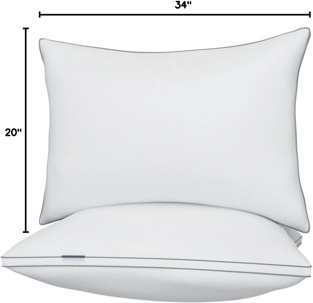 viewstar King Size Pillows Set of 2, Hotel Quality Cooling Down Alternative Gusseted Bed Pillows for Side, Back, or Stomach Sleepers, White