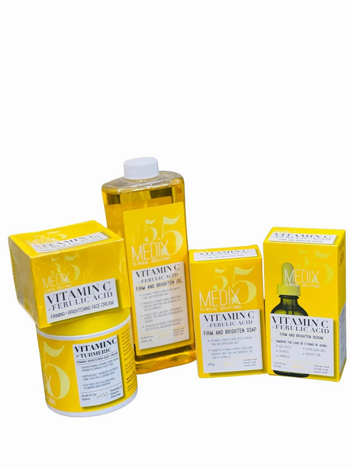 Vitamin C   Ferulic Acid Skin Care Set, Serum, Soap, face cream, vitamin c oil 1000ml, Body cream