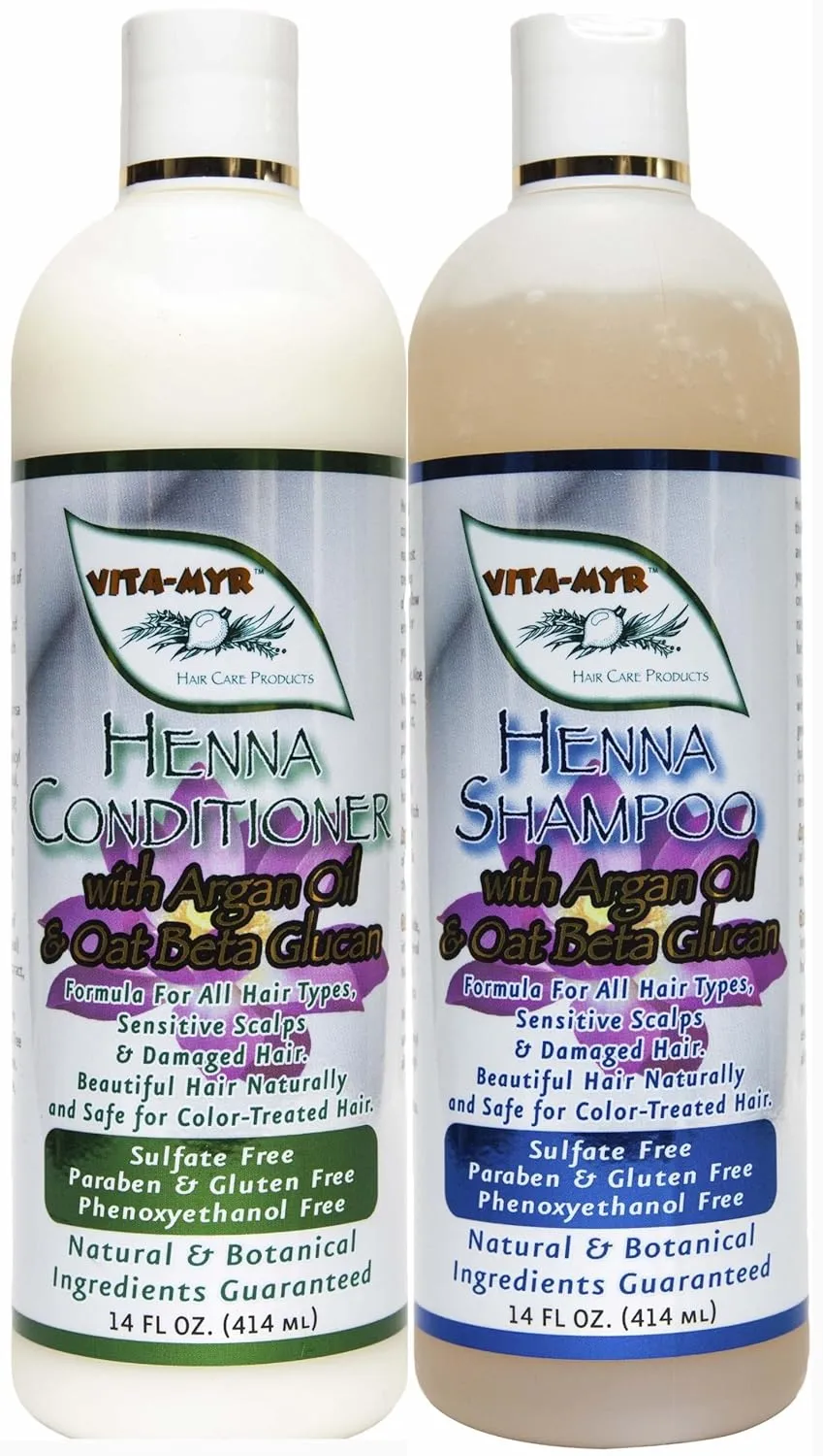 Vitamyr Henna Care Set 16 Oz Natural Shampoo & 16 Oz Natural Conditioner Vibrant Color Care & Nourishment for Gorgeous Tresses